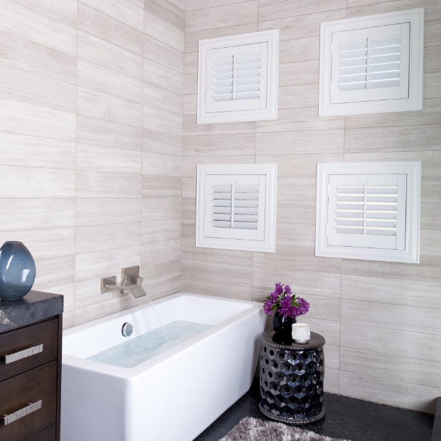 Custom shutters in bathroom