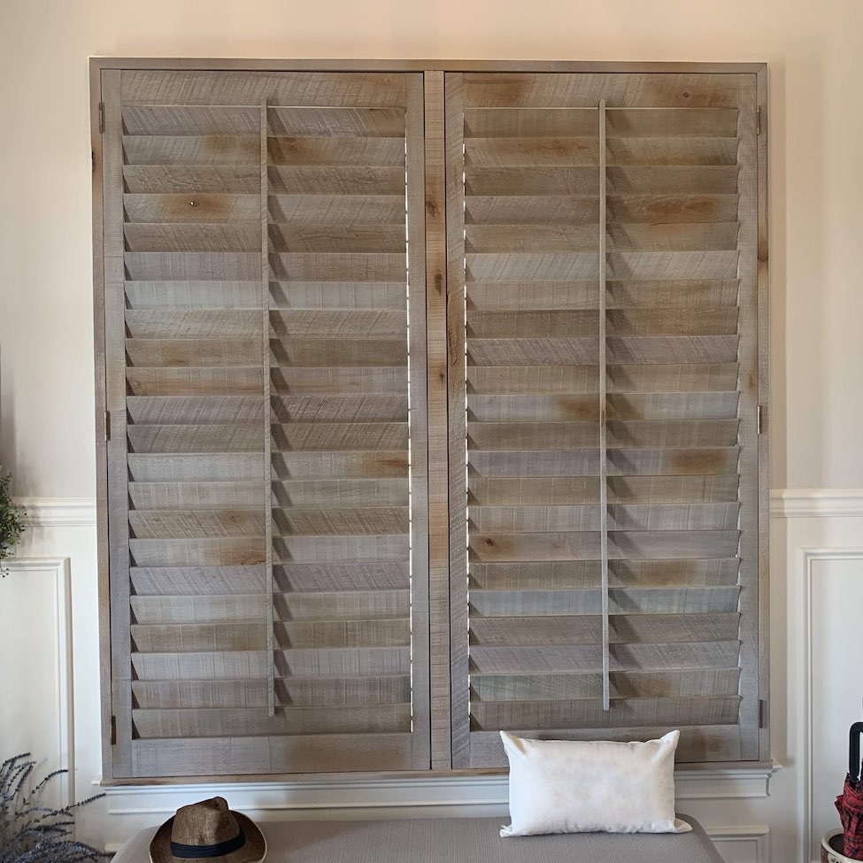 Rustic Interior Window Shutters Made in USA Rustic Farmhouse Window Shutters Traditional Country Style Home Decor White Wash Set of 2 | Made of 100% Reclaimed and Recycled Wood BarnwoodUSA 
