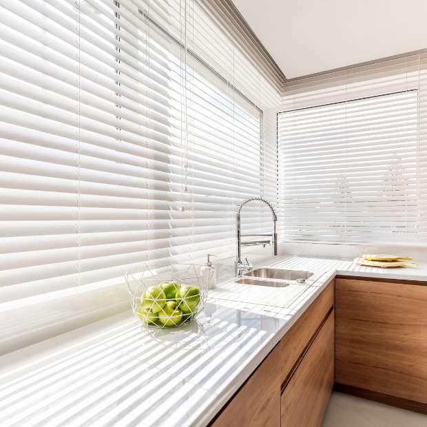 Faux wood blinds