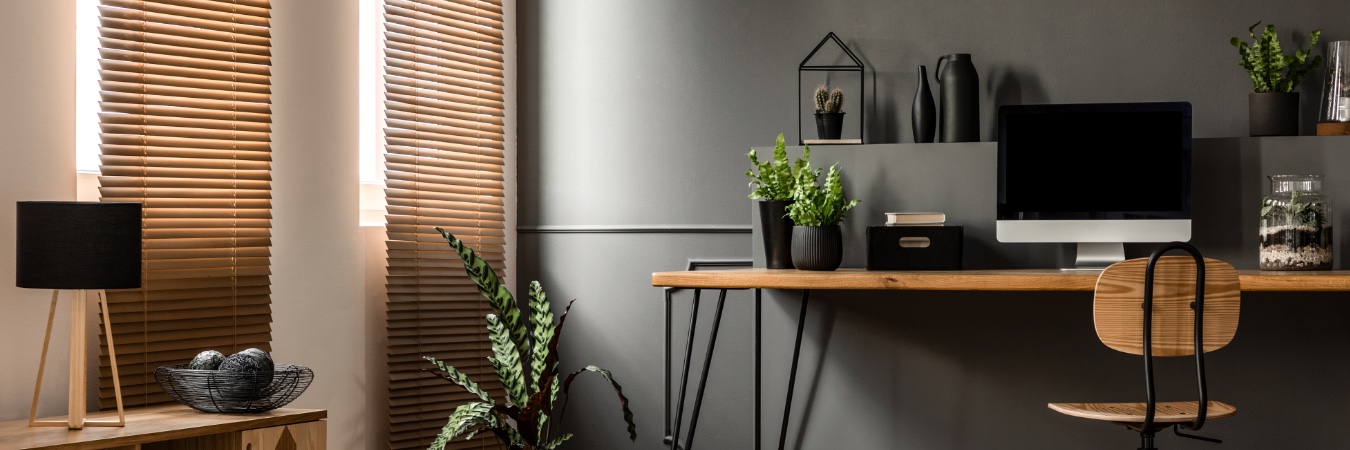 Wood blinds in a modern space