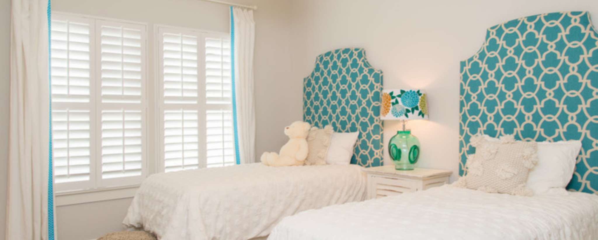 Plantation shutters in a kids bedroom