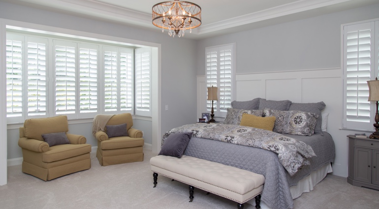Master bedroom with interior shades