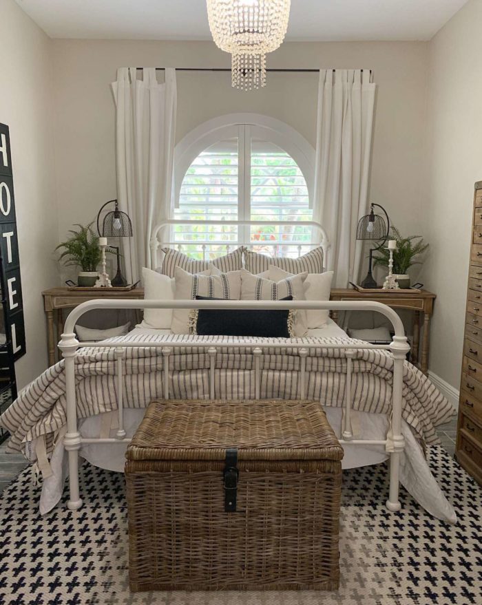 Plantation shutters in a bedroom