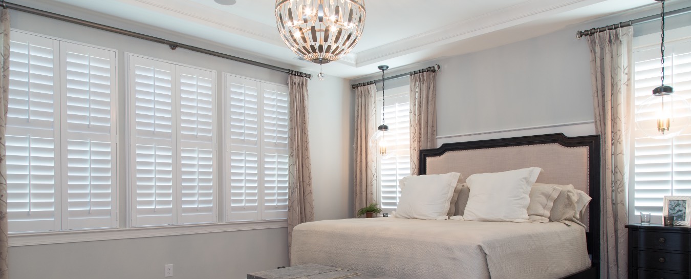 Bedroom with plantation shutters