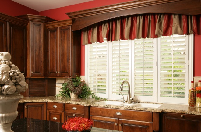Shades in a red kitchen