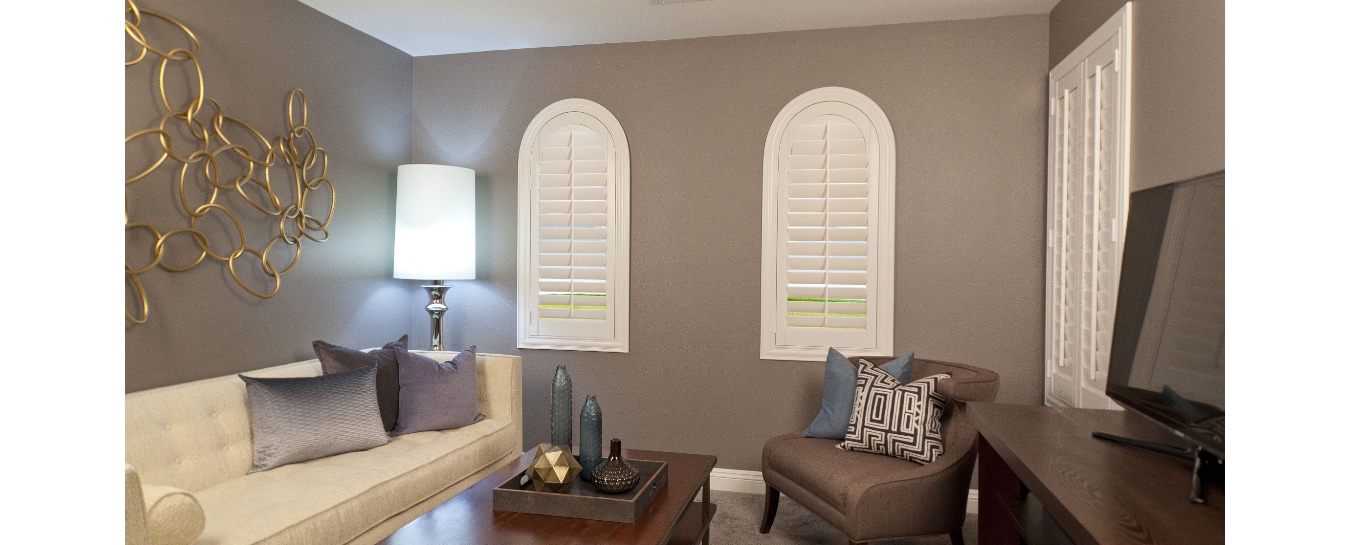 Arched shutters in living room