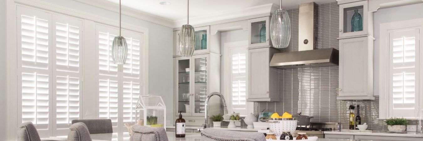 Plantation shutters in a kitchen