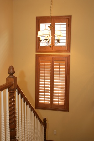 Long windows with plantation shutters