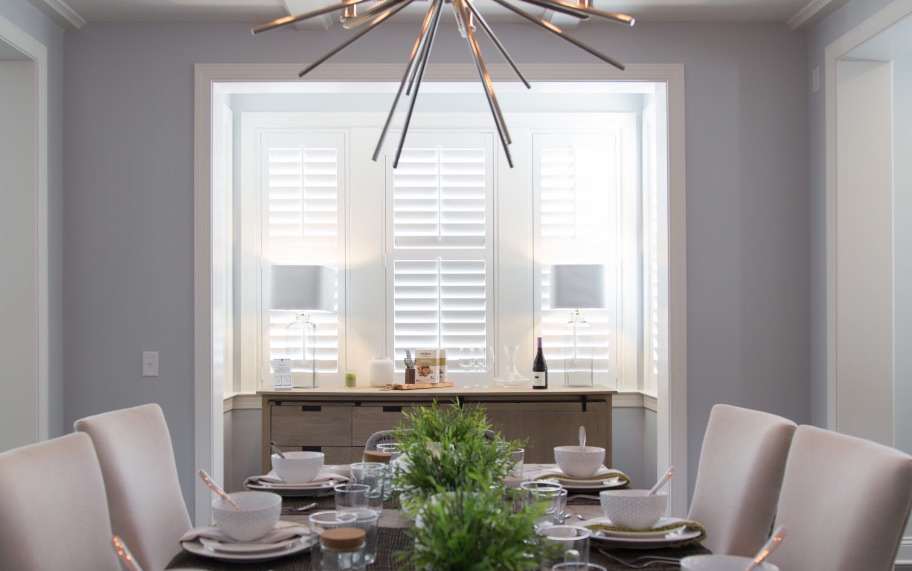 Sunburst Shutters in Dining Room