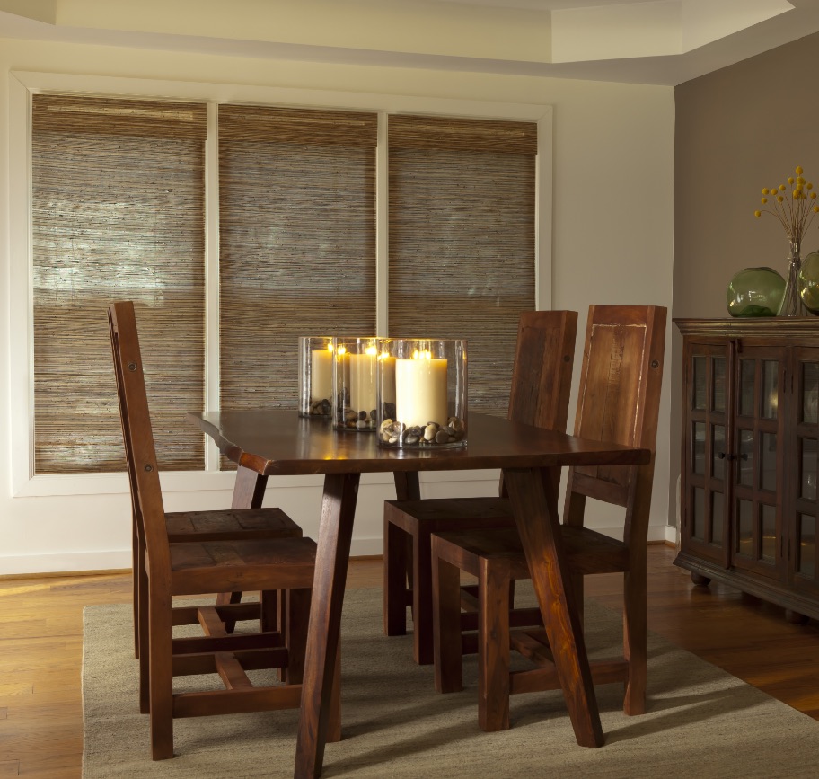 Woven Shades in a Dining Room