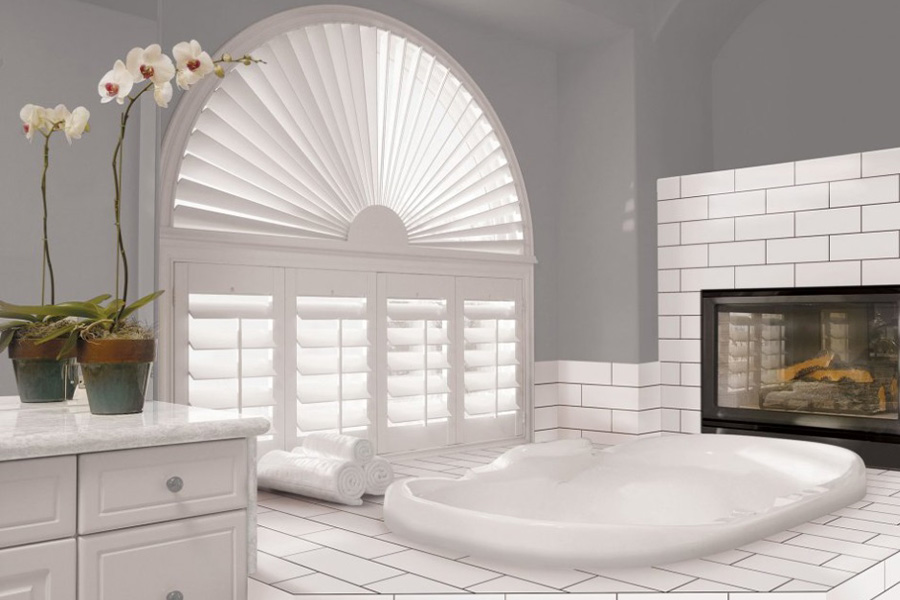 White polywood shutters in a bathroom