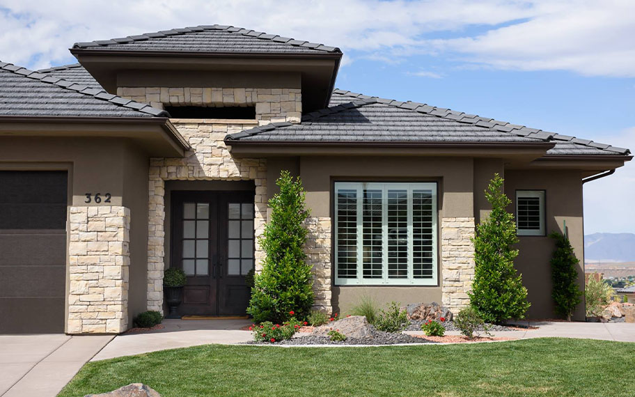 Exterior of the front of a house.