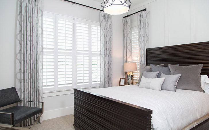 Indoors at a Denver restaurant with white Polywood shutters