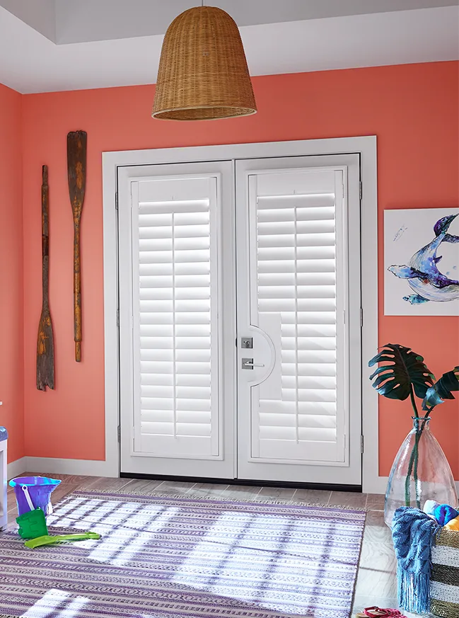 French Doors in a beach style entry way