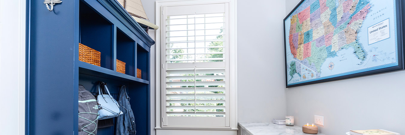 Mudroom with Polywood shutter window.