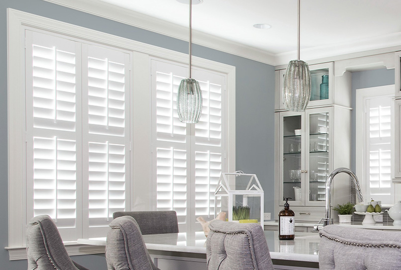 White polywood shutters in a kitchen