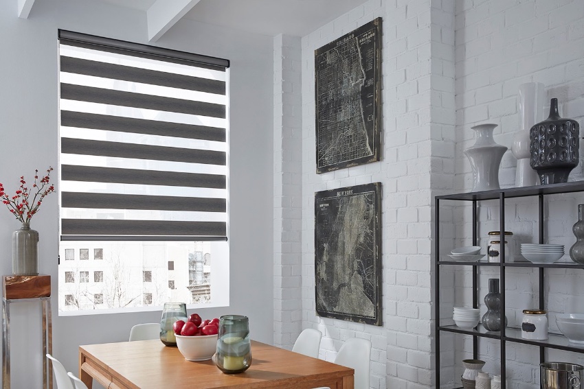 Transitional shades in a kitchen
