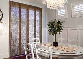 Woven shades in a dining room