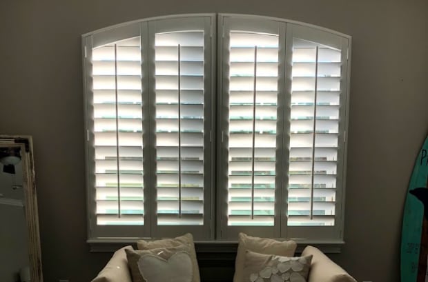 Arched window in living room