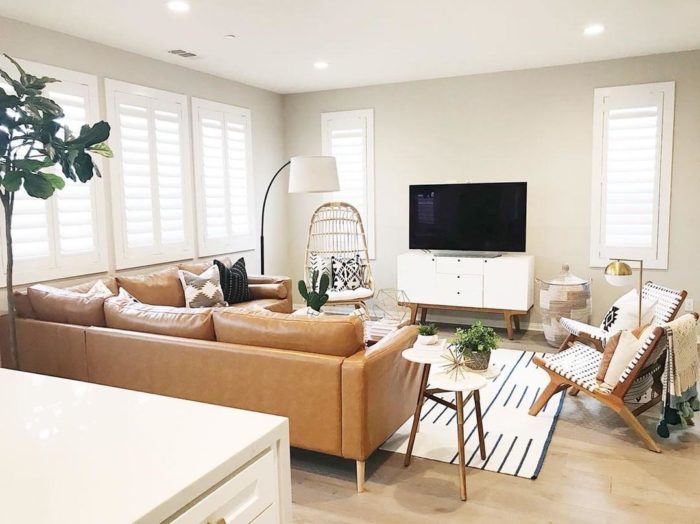 Plantation shutters family room