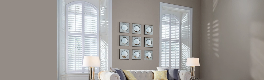 Arched shutters in living room