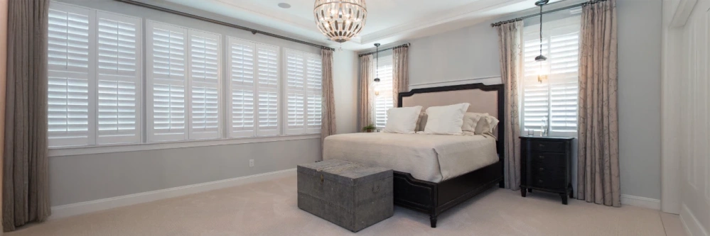 Bedroom with plantation shutters