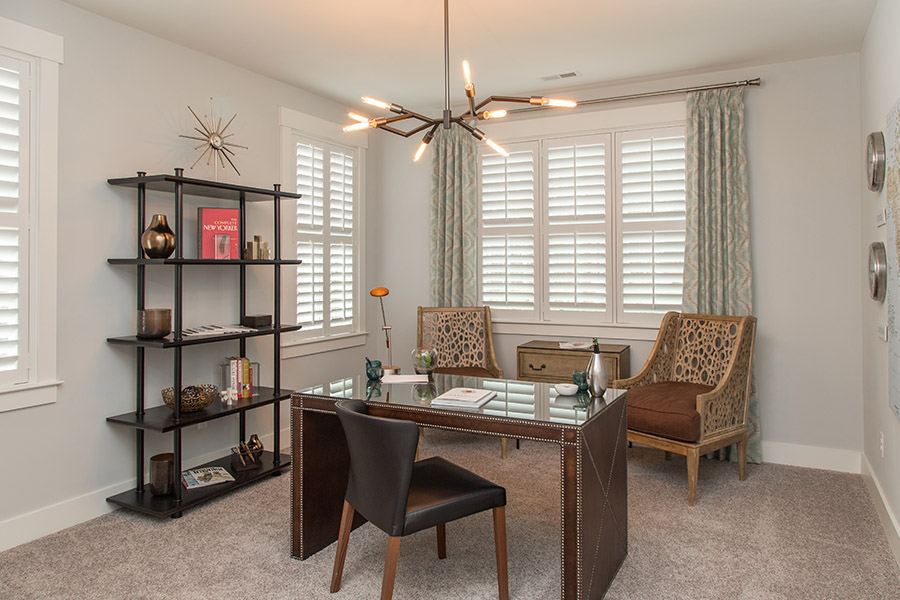 Split tilt rods give you more options for controlling light and privacy in rooms where you don't want distractions or sun glare. Split tilt rods on white interior shutters on home office windows